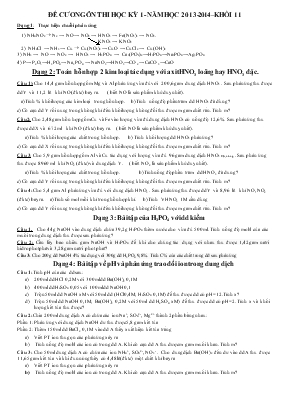Đề cương ôn thi học kỳ 1 - Năm học 2013 - 2014 Khối 11